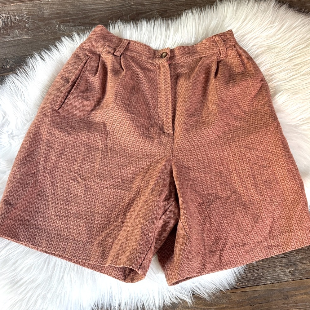 Vintage 90’s Liz Sport wool chevron rust walking shorts long shorts lined size S